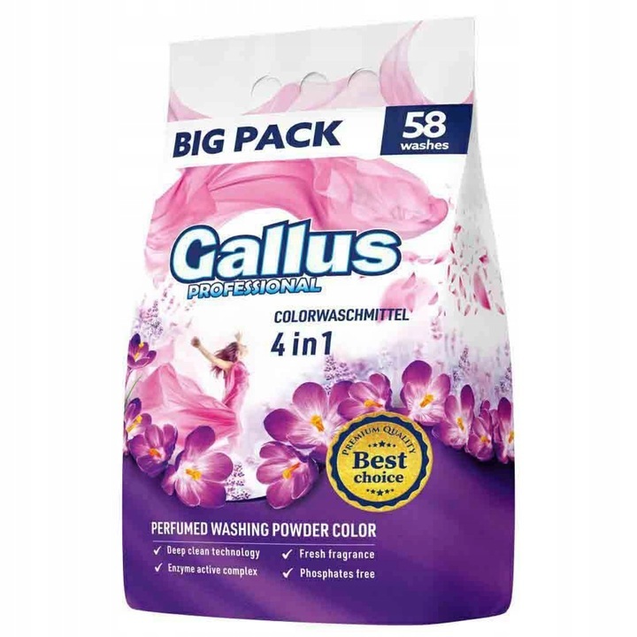 Gallus 4in1 Color mosópor, 58 mosás, 3,2 kg