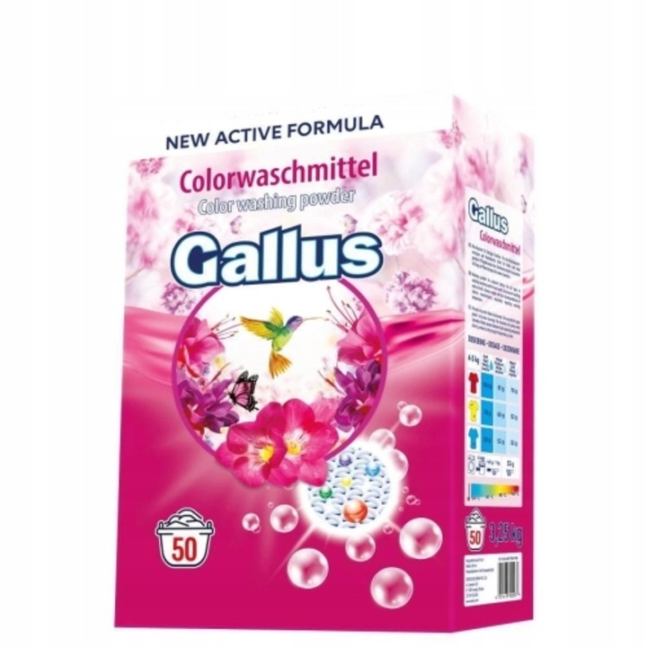 Detergent rufe colorate Gallus, 50 spalari, protectie culori, 3.25kg