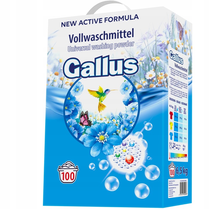 Перилен препарат Gallus, активна формула, 100 пранета, 6,5 кг
