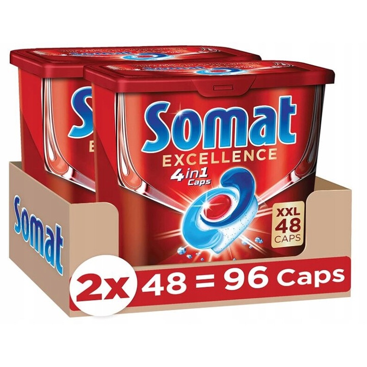 Mosogatógép mosogatószer, Somat, Excellence 4 az 1-ben, 2 x 48 kapszula