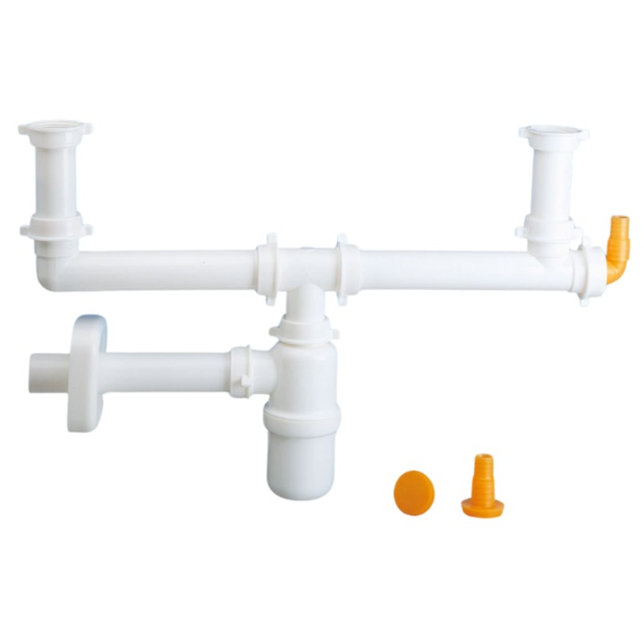 Sifon bazin de spalare, Sifon, Poliester, Alb, Garnituri