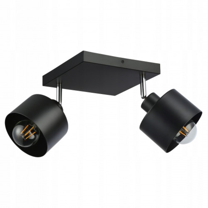 MasterLED окачен полилей, индустриален, LED E27, черен, O120x80mm, 200x200mm стомана