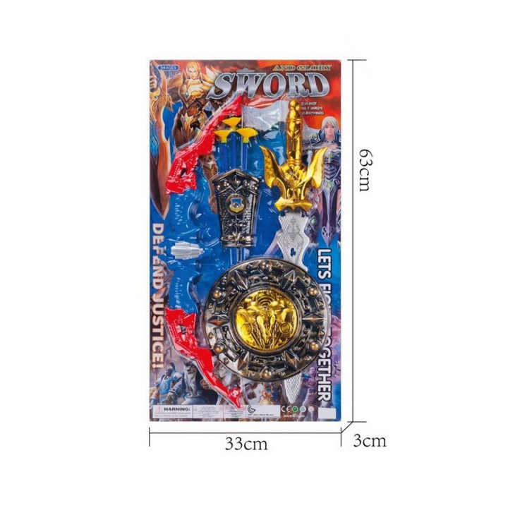 Kard készlet íjjal és pajzzsal 63cm
