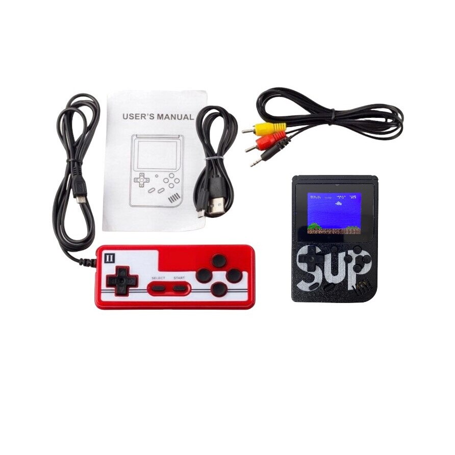Consola Game Box, RETRO-GAME, 400 jocuri, rotita volum, ecran LCD, cablu AV pentru conectare televizor, incarcare Micro-USB, 2 jucatori, portabil, negru, HAPPY JOKER®