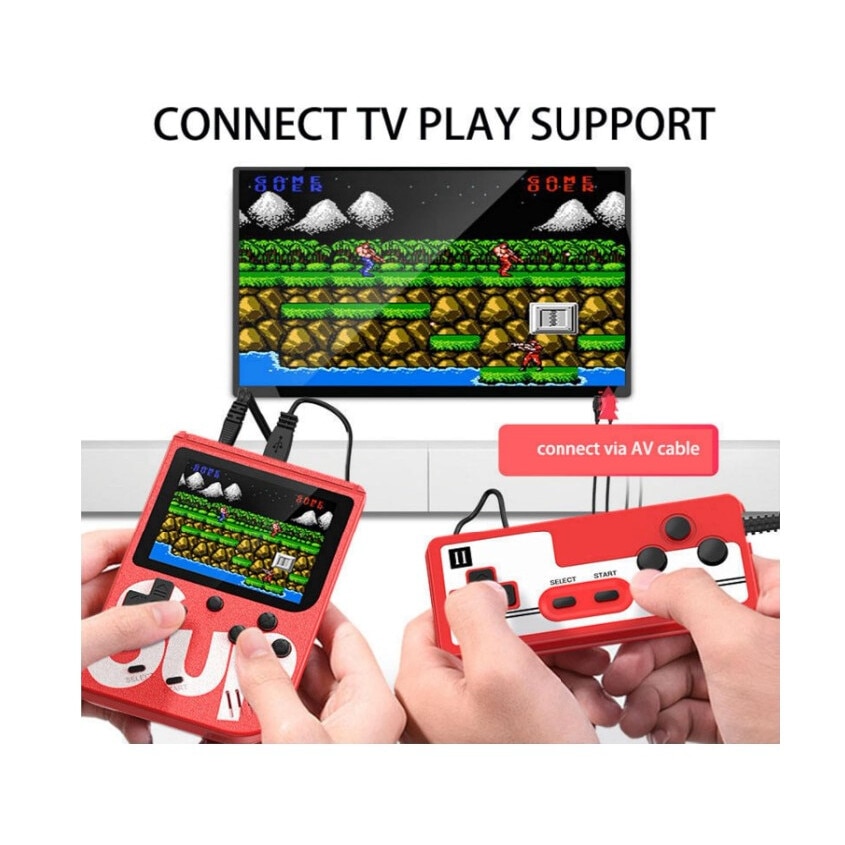 Consola Game Box, RETRO-GAME, 400 jocuri, rotita volum, ecran LCD, cablu AV pentru conectare televizor, incarcare Micro-USB, 2 jucatori, portabil, negru, HAPPY JOKER®