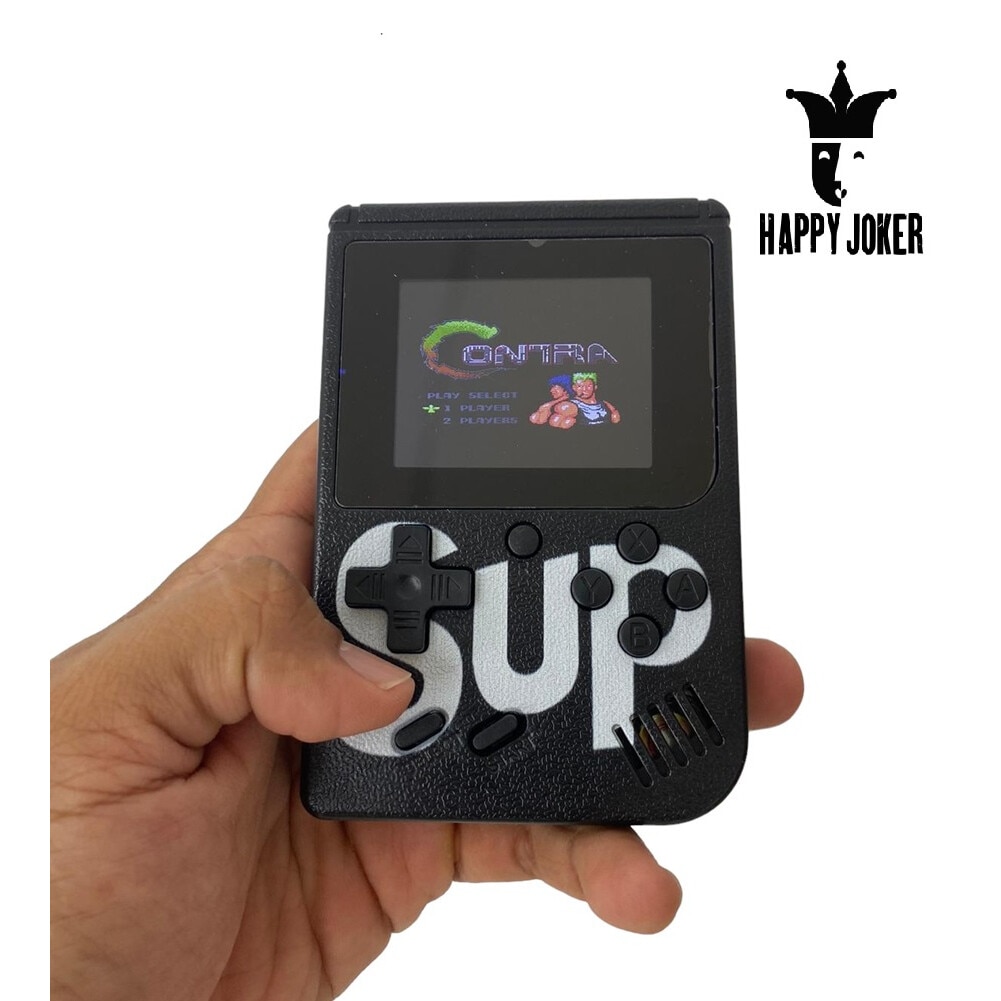 Consola Game Box, RETRO-GAME, 400 jocuri, rotita volum, ecran LCD, cablu AV pentru conectare televizor, incarcare Micro-USB, 2 jucatori, portabil, negru, HAPPY JOKER®