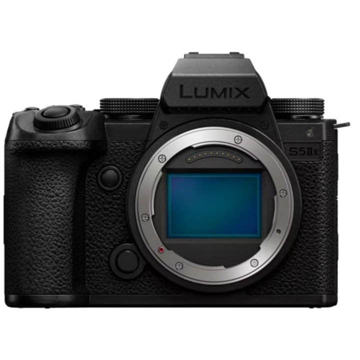 Фотоапарат Mirrorless Panasonic LUMIX S5M2 X 24 MP FF, Phase Hybrid AF, 6K/C4K/4K 4:2:2 10bit, Dual Native ISO, HFR/VFR 10bit, Real Time LUT, Body, Черен