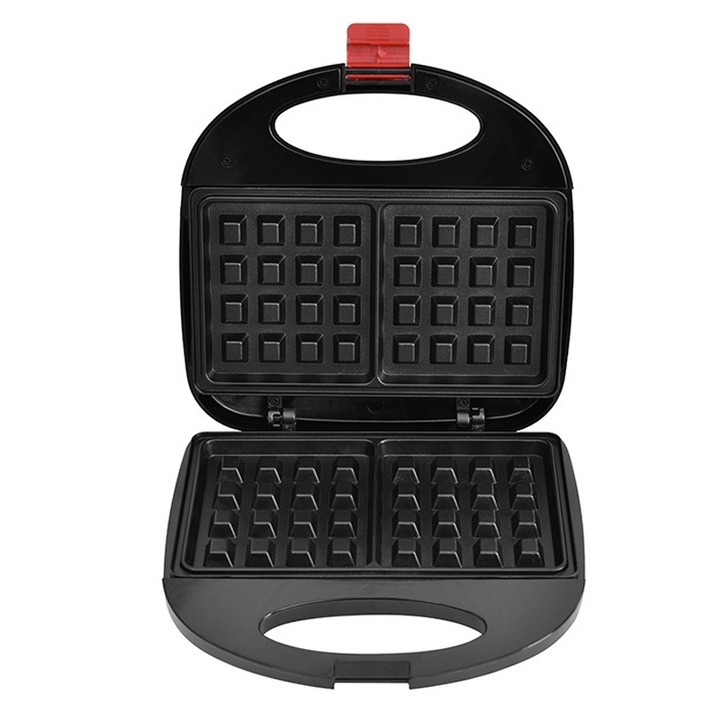 Aparat de facut vafe Golxmse, 750W, placi antiaderente, control automat temperatura, negru, 22.5x22.5x6.6cm