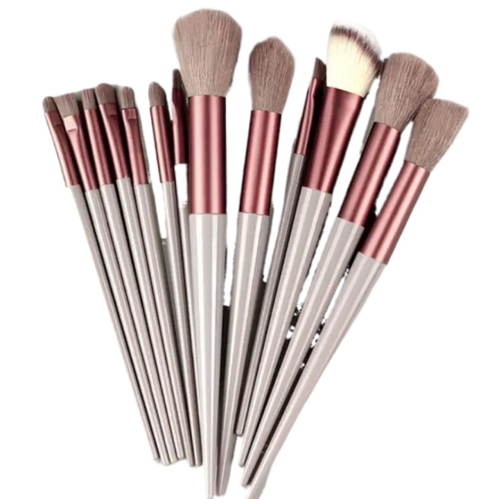 Set 13 Pensule Machiaj Multifunctionale, Plastic, argintiu, 20cm