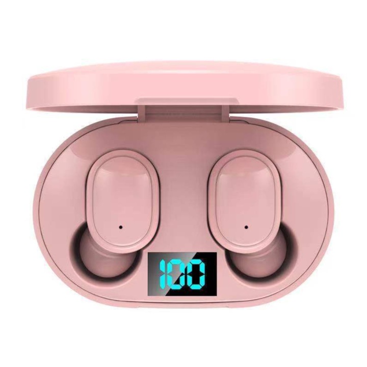 Vezeték nélküli sport fülhallgató zajcsökkentéssel, sztereó, vízálló, 6x4x3 cm, rózsaszín