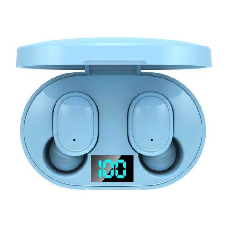 Vezeték nélküli sport fülhallgató, zajcsökkentő, sztereó, IPX4/IPX7, kék, 6x4x3cm