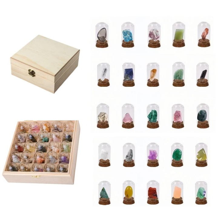 25 csakra kőből álló készlet a gyógyításhoz, természetes kristályok, sokszínű