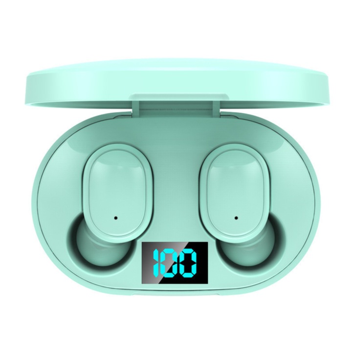 Vezeték nélküli sport fülhallgató, zajcsökkentés, sztereó, IPX4/IPX7, 6x4x3 cm, zöld