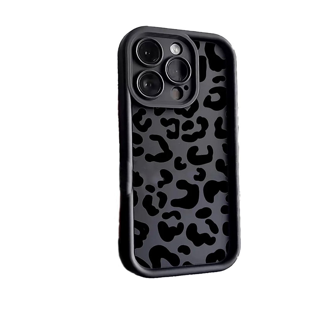 Husa pentru Telefon Compatibila cu Apple iPhone 12 Pro, G-Tech Glam Leopard Print, Protectie la Camera, Silicon, Margini Ridicate, Aspect Mat, Negru