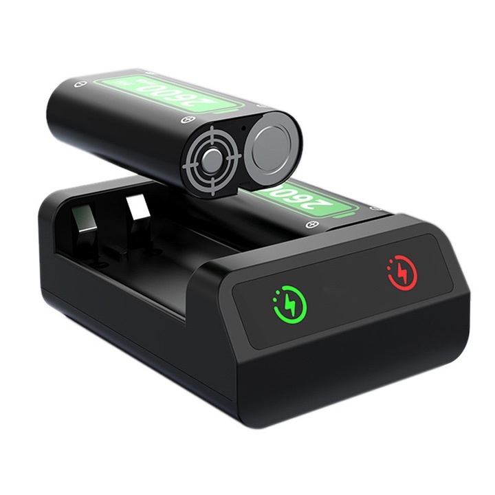 Комплект зарядно устройство Rqiurpn с 2 акумулаторни батерии 2600mAh, LED индикатор, съвместим Xbox Series X|S/One/S/X/Elite