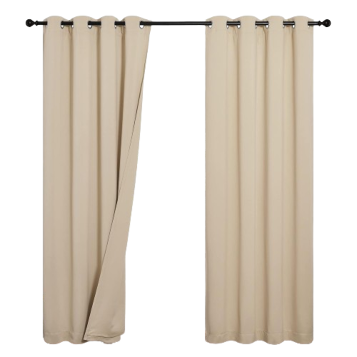 Draperii cu Inele Metalice, PONY DANCE, 132 x 214 cm, Opace, Blackout, 3 Straturi, pentru Intunecarea camerei, Protectie termica si lumina, perfect pentru Ferestre si Usi Dormitor/ Living, Set 2 bucati, Bej