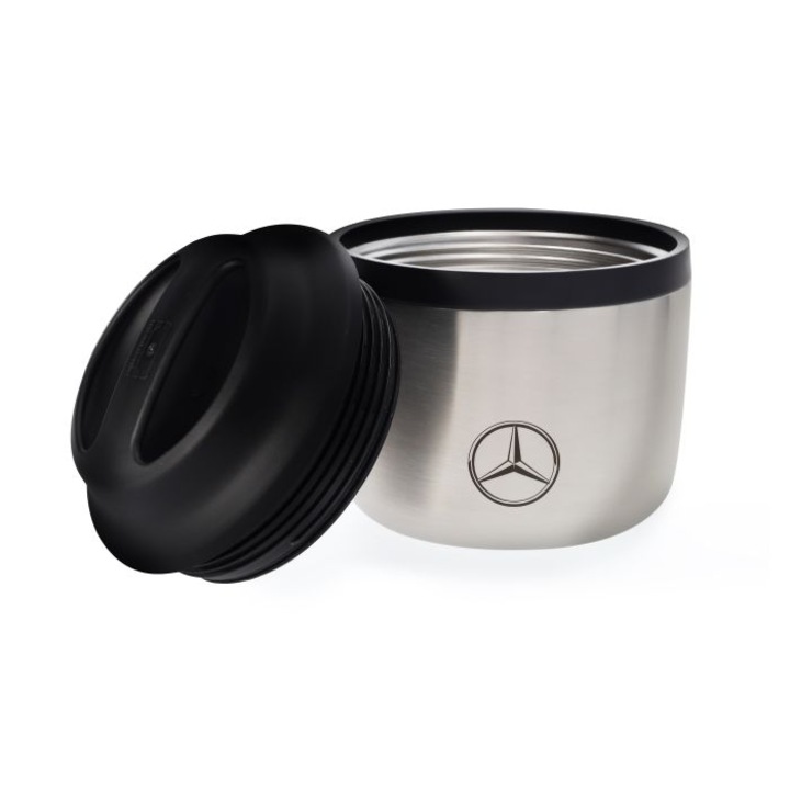 Termos alimente Mercedes, izoterm, etans, negru/argintiu, 12.7x12.7x13.4cm, 0.55l