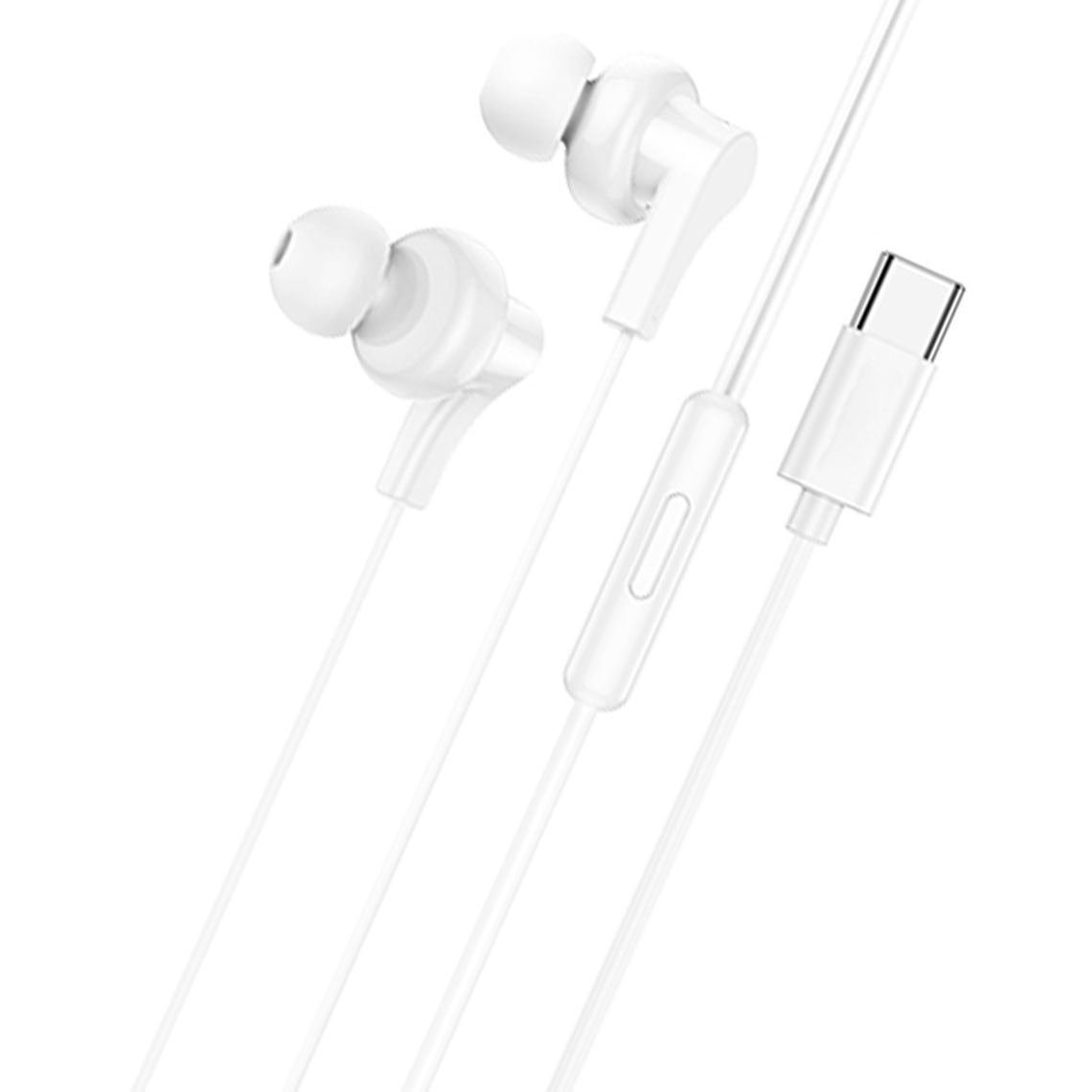 Casti cu fir, Universale, conector digital USB-C, controler si microfon pe fir, compatibile cu iPhone / iPad /Samsung / Huawei / Xiaomi / Moto / Oppo, lungime 1.2m, Albe (M114)