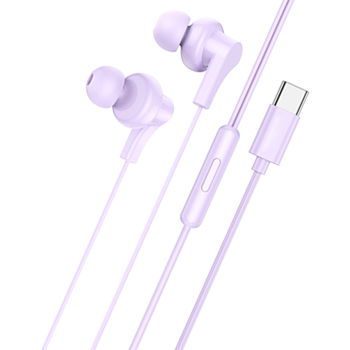 Casti cu fir, Universale, conector digital USB-C, controler si microfon pe fir, compatibile cu iPhone / iPad /Samsung / Huawei / Xiaomi / Moto / Oppo, lungime 1.2m, Violet (M114)