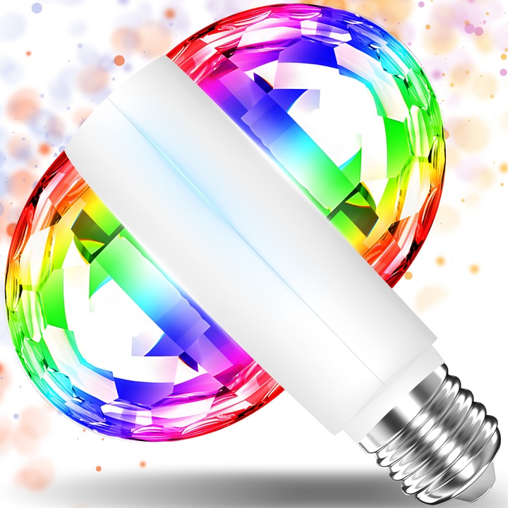 Dupla forgatható, Retoo Disco LED izzó, RGB, 6W, E27, A energiaosztály, fehér