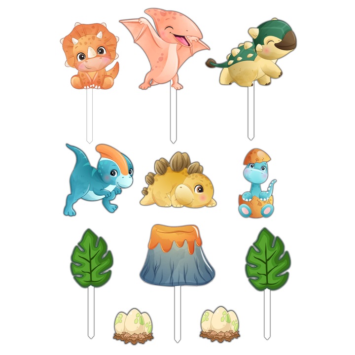Set figurine tort Baby Dino, Bloom Atelier, Placaj MDF