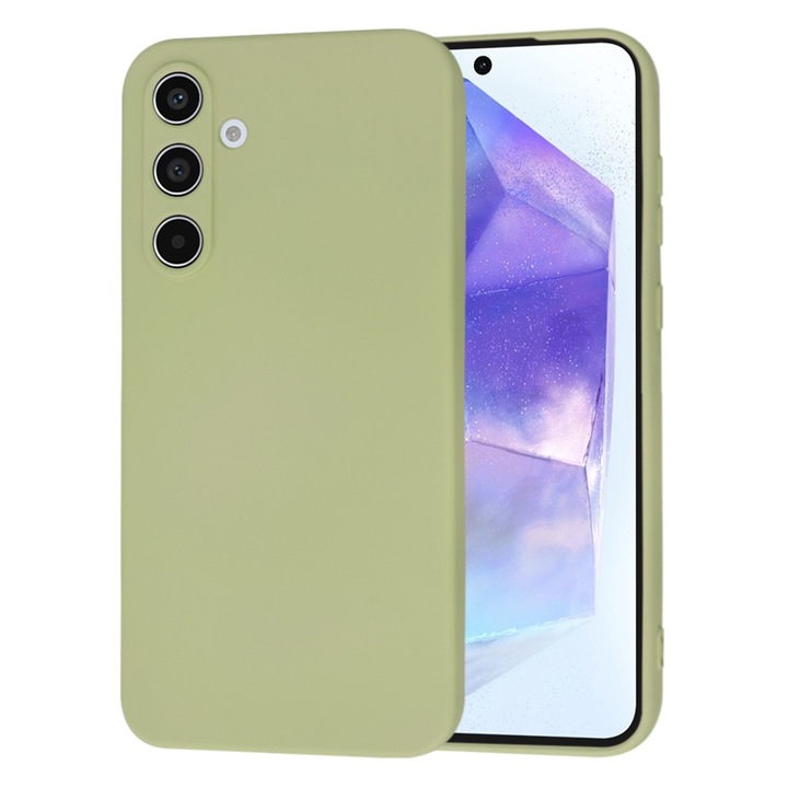 Husa Protectie compatibila cu Samsung Galaxy A55 5G, MaiDestept, V2, Silicon, Matcha