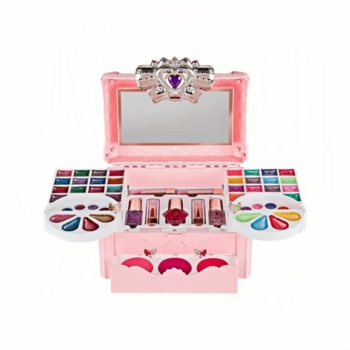 Set machiaj cu muzica Healife, roz, 17.5x18x13cm, pentru fete 3 ani