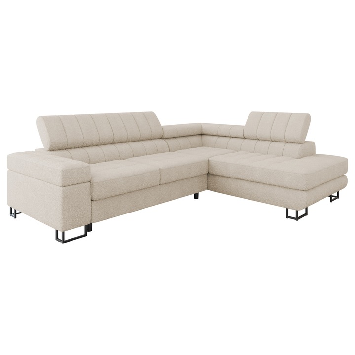 Coltar rabatabil Wales Premium, MIRJAN24, Dreapta, bej, 203x271x71 cm