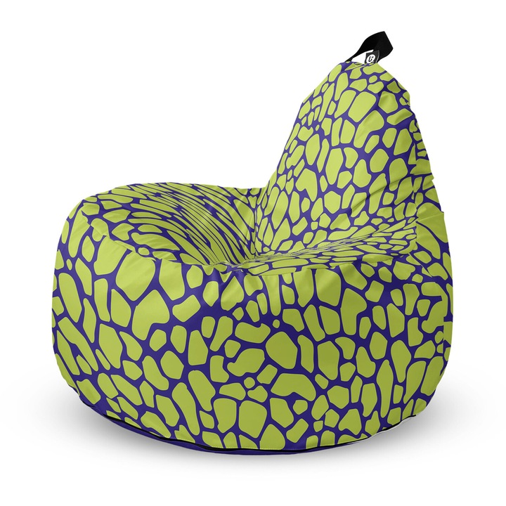 Fotoliu Updeco Puf Bean Bag tip Big Chill, impermeabil, indoor/outdoor, sac interior, cu maner, 67 x 90 x 87 cm, Giraffe Green