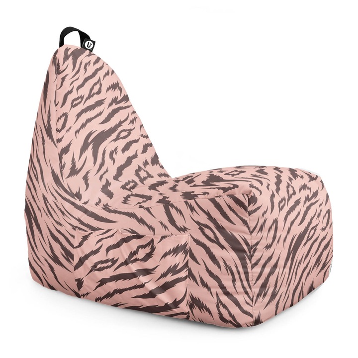 Fotoliu Updeco Puf Bean Bag tip Chill, sac interior, impermeabil, indoor/outdoor, cu maner, 62 x 95 x 75 cm, Tigre Soft Pink