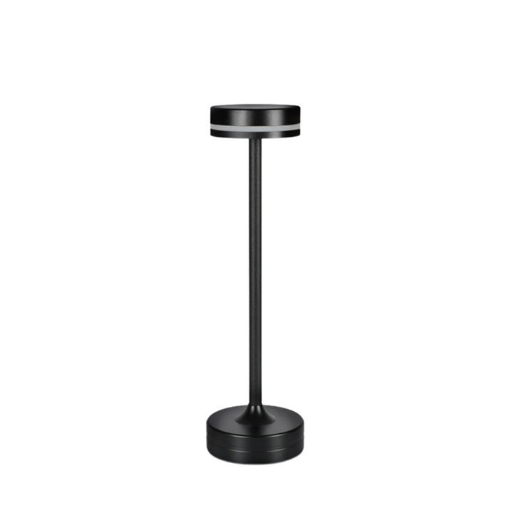 Lampa Decorativa ZANISIO, 3 nivele de iluminare Led, Touch Control, Portabila, Baterie reincarcabila, Negru