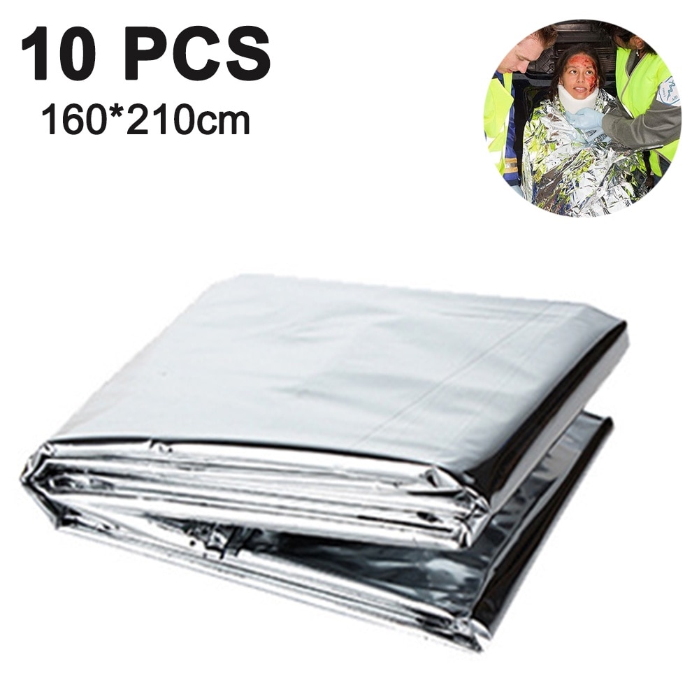 Set 10 paturi termice de supravietuire, Mylar, Argintiu - eMAG.ro