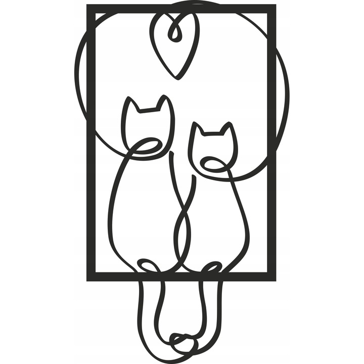 Tablou 3D pentru perete: Pisici, filigran, decorare perete, dantelat, perforat pentru living, dormitor, 58x99