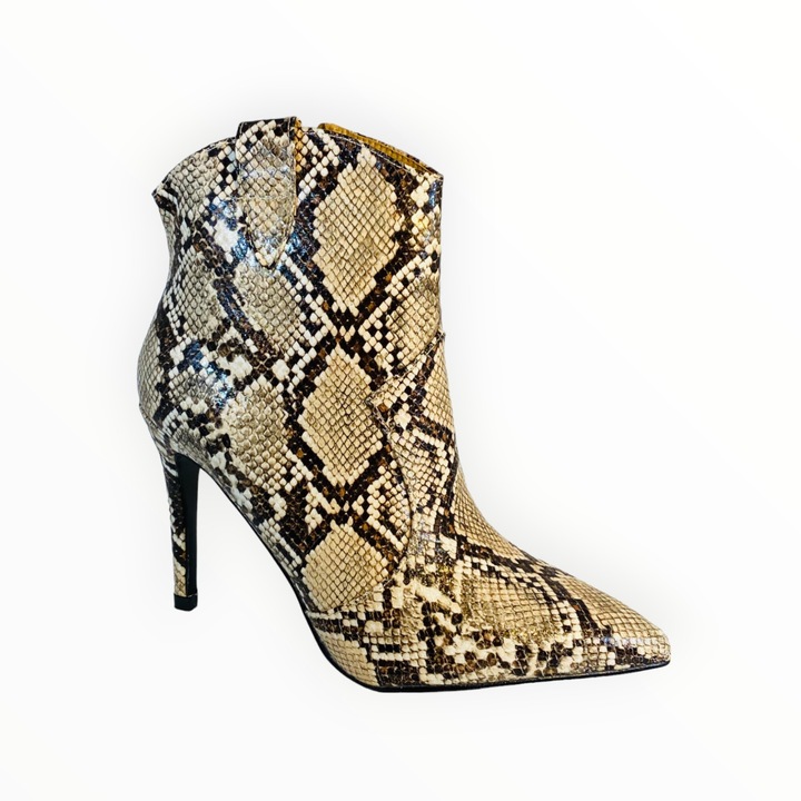 Botine Dama cu Toc LINZI Piele Ecologica Print Reptila Marimea 39 EU