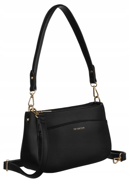 Geanta de dama PETERSON, eco-piele, cu pastrare reglabila, negru