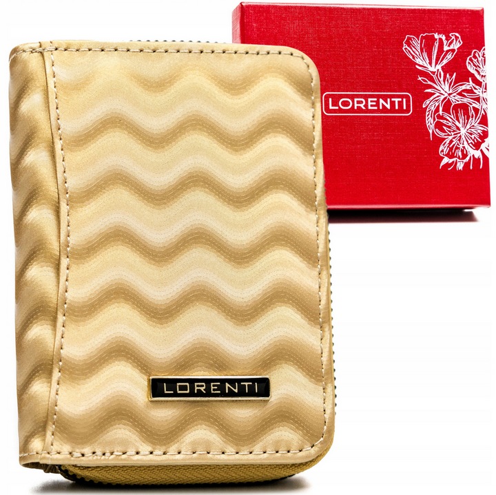 Дамски портфейл, Lorenti, Кожа, Златист