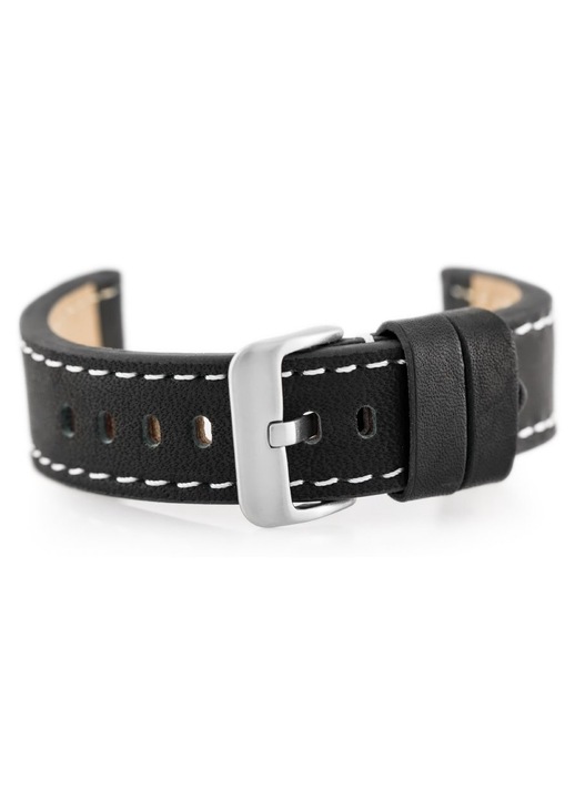Óraszíj, Pacific, W48, PREMIUM, természetes bőr, fekete/fehér, 22 mm