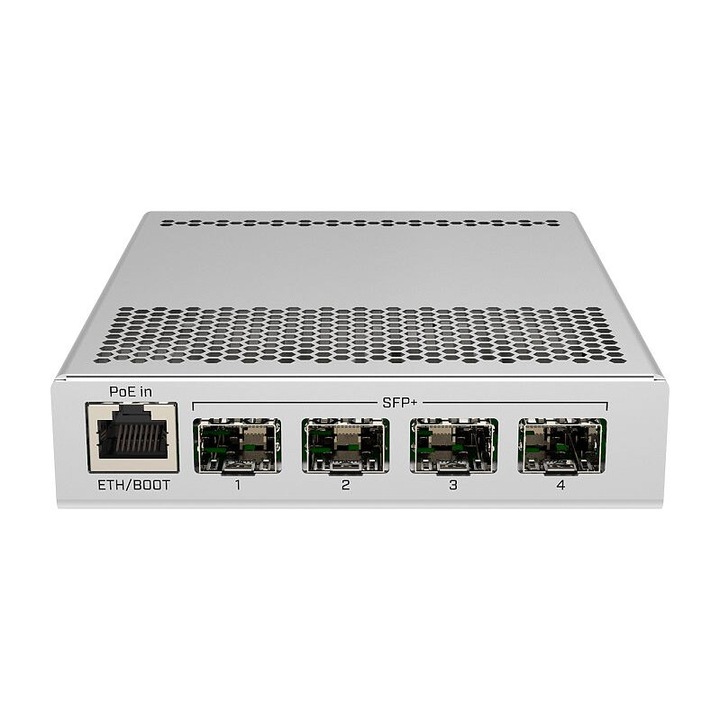 Switch neadministrat MikroTik CRS305-1G-4S+IN, 4 sloturi SFP+, Gigabit Ethernet, carcasa metalica