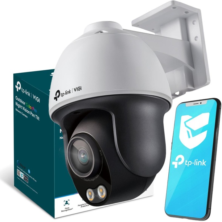Forgatható hálózati kamera, Tp-Link, Vigi C540S, 120x172x203 mm, Felbontás 2688x1520, Érzékenység 0, 0005 Lux, IP66 tömítési osztály, PoE tápegység, Fehér