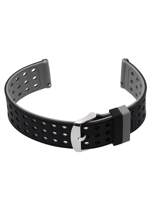 Curea din cauciuc pentru ceas Pacific, U12, negru/gri, 20mm