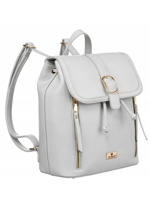 Модна дамска раница, Peterson, еко кожа, 1 отделение, регулируема, сив