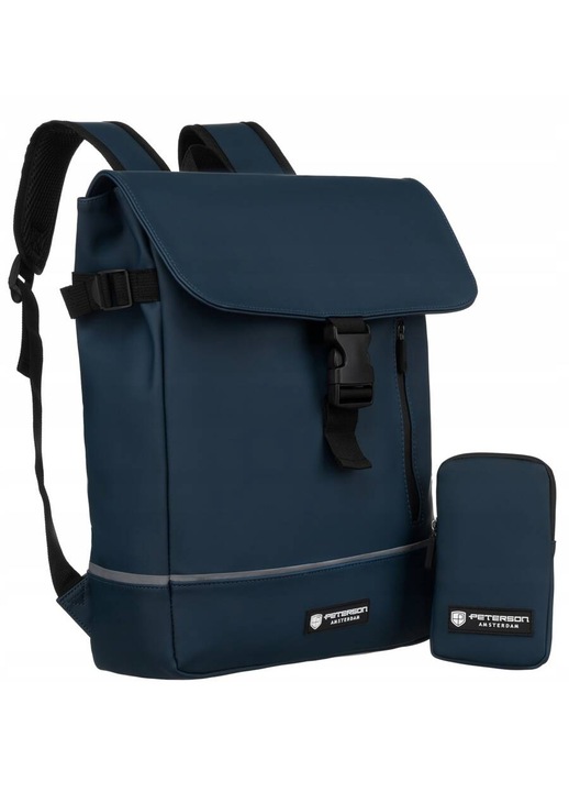 Градска раница PETERSON, от синтетичен материал, с отделения, включен калъф, зелена