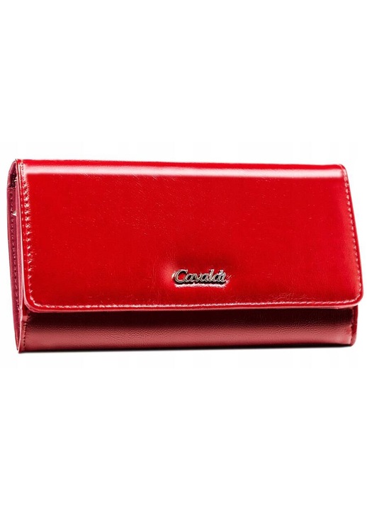 Portofel dama 4U Cavaldi, ecologic, 10 compartimente pentru carduri, 3 compartimente pentru bancnote, rosu
