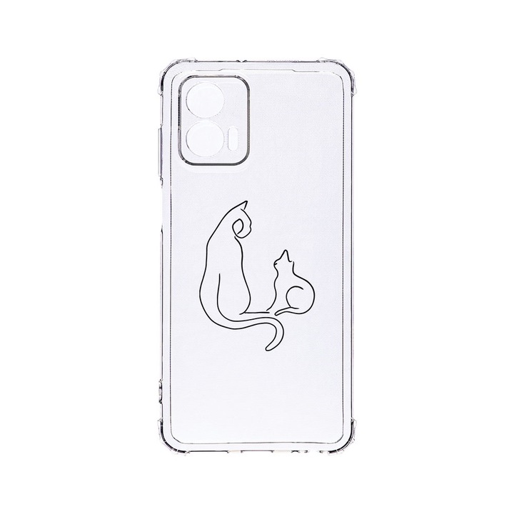 BestCase® Устойчив на удари калъф 1.5MM, съвместим с Motorola Edge 50 Fusion, абстрактна котка, устойчив на удари, защита на камерата, AS 738