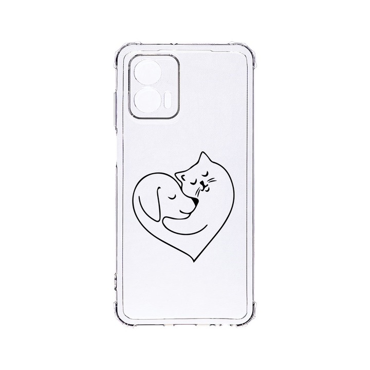 BestCase® Устойчив на удар калъф 1.5 мм, съвместим с Motorola Edge 50 Fusion, Dog And Cat Love, устойчив на удар, защита на камерата, AS 739