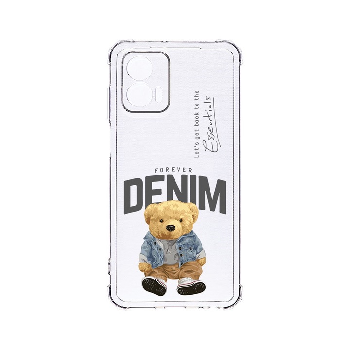 BestCase® Устойчив на удари калъф 1.5MM, съвместим с Motorola Edge 50 Fusion, Denim Style Teddy Bear, удароустойчив, защита на камерата, AS 930