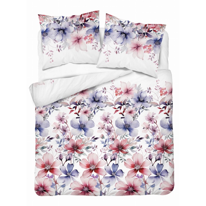 Set lenjerie de pat Detexpol, bumbac 100%, 160x200cm, 2 fete de perna 70x80cm, certificat Oeko-Tex Standard 100