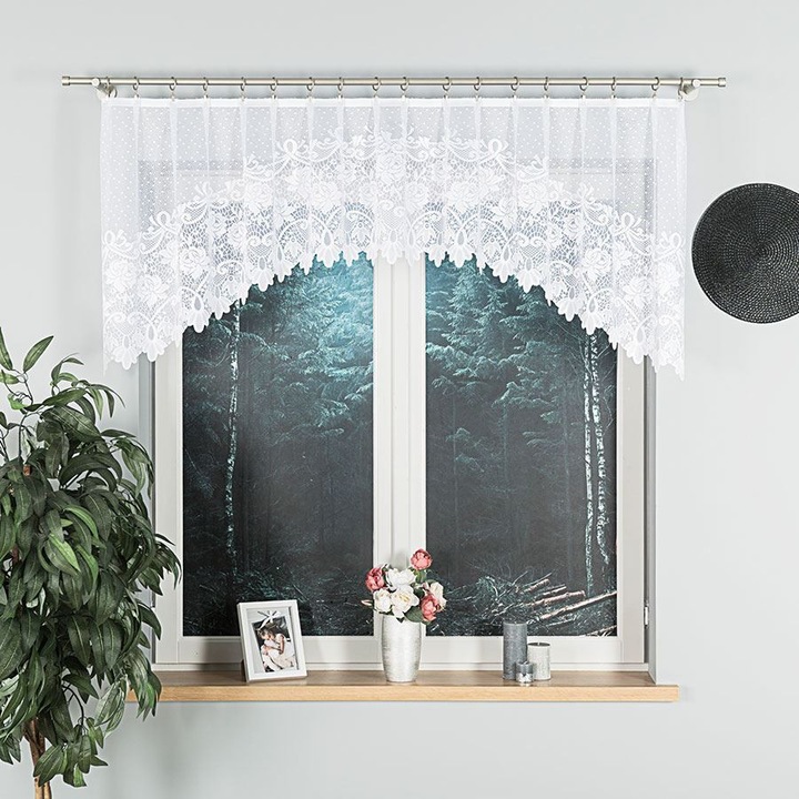 Шарено перде, Markizeta Demetria, полиестер, бяло, 250x80см