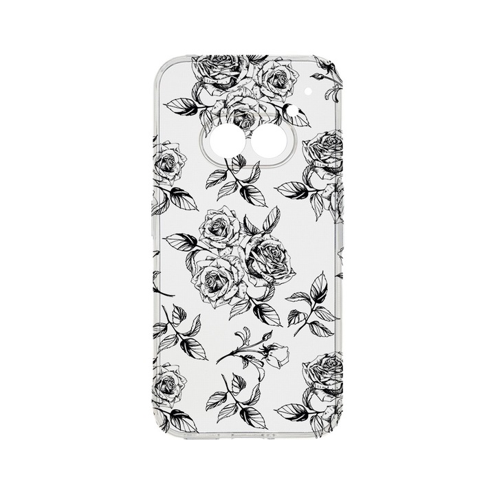 Силиконов калъф BestCase за Nothing Phone 2a, Black Roses, Camera Protection, Clear Silicon 2MM, Transparent T 1045