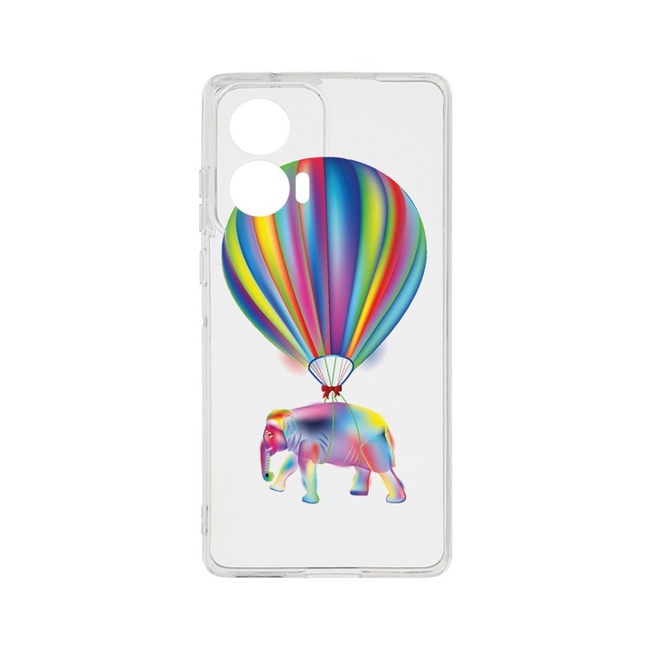 Силиконов калъф BestCase за Motorola Edge 50 Fusion, Rainbow Elefant, Camera Protection, Clear Silicon 2MM, Transparent T 767